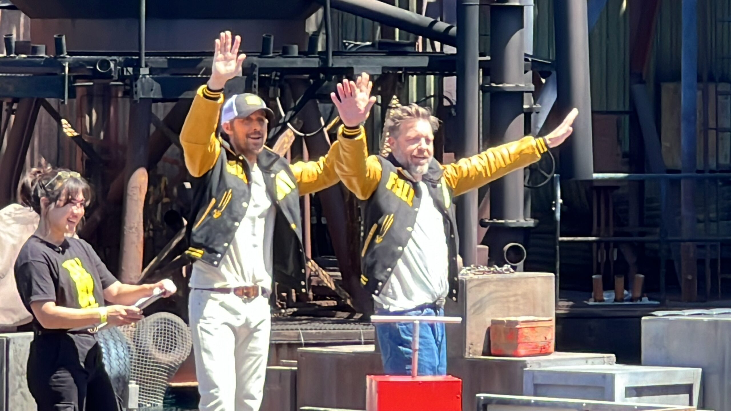 Ryan Gosling and director David Leitch surprise guests at Universal Studios Hollywoood during kick-off for "The Fall Guy" Stuntacular Pre-Show